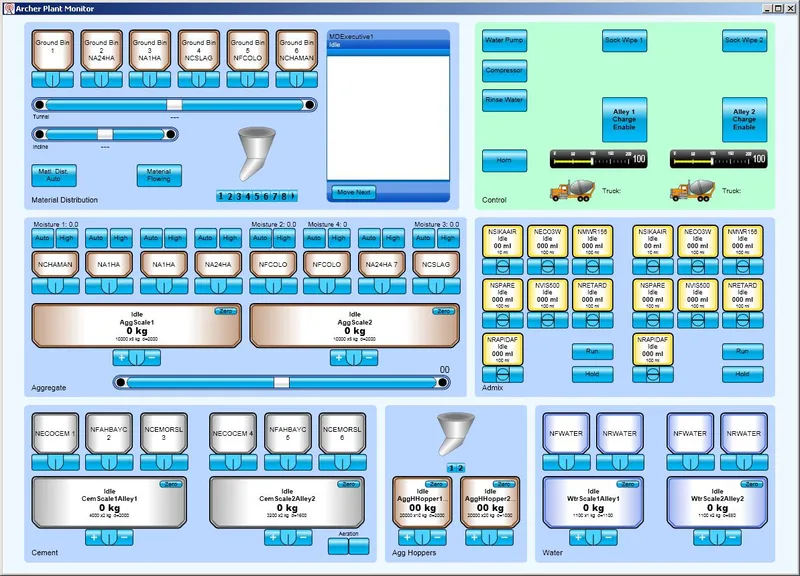Archer batch control software running on a concrete batching plant